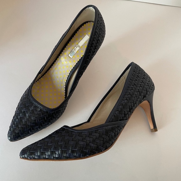 Boden Woven Leather Milan Court Shoe 9.5/41 Black/Navy - Picture 12 of 14